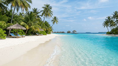 Crystal clear turquoise water lapping on a pristine tropical beach
